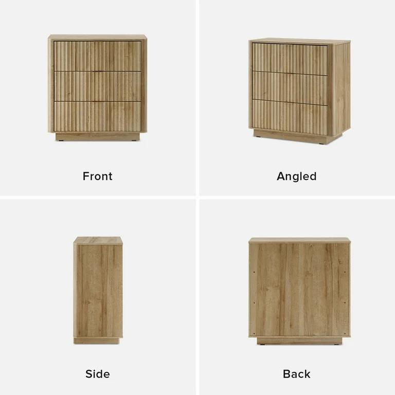 Mopio Brooklyn Mid-Century Modern Dresser / Credenza, Waveform Panel, 3 Drawers, Anti-Tipping (Oa... | Walmart (US)