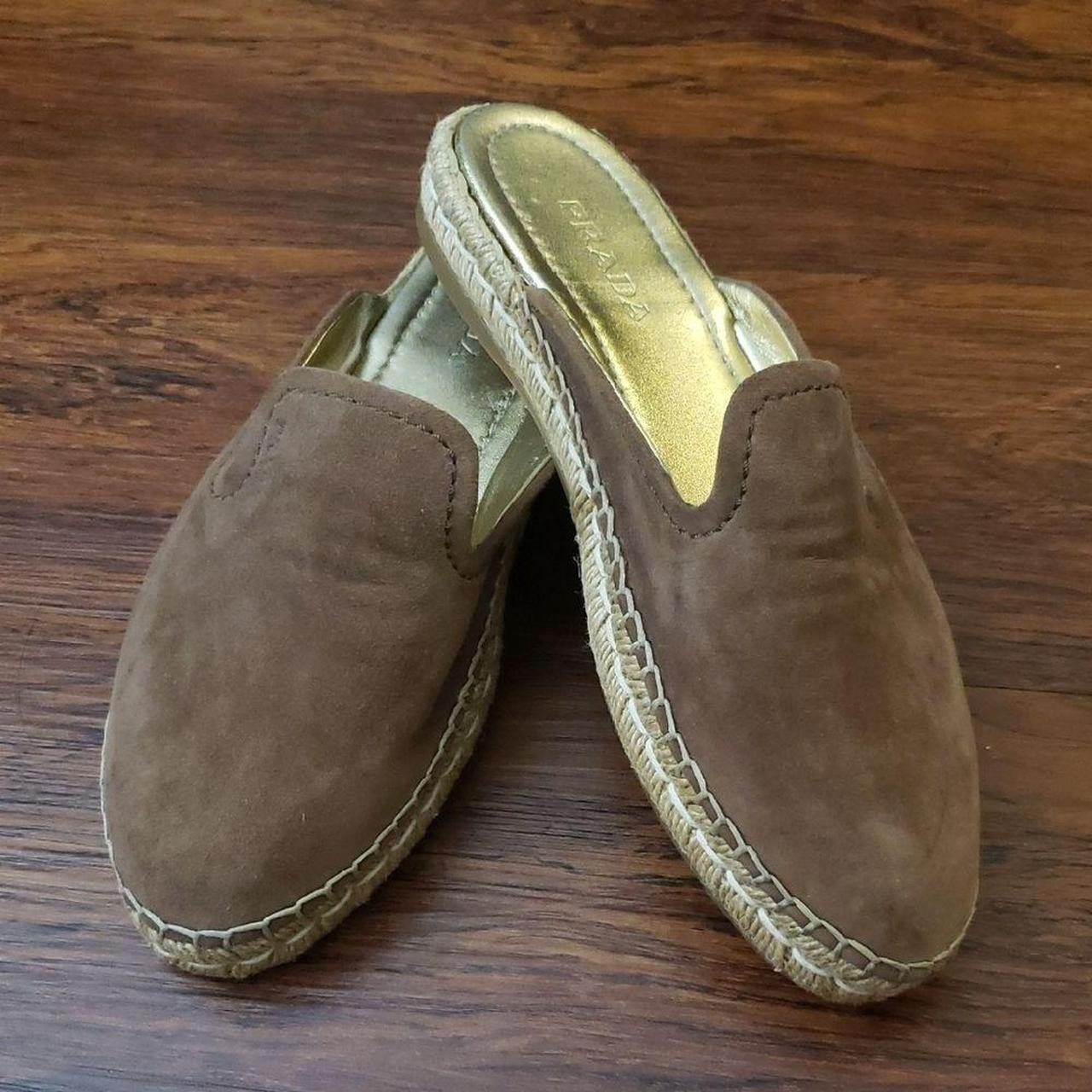 Prada Women's Loafers - Brown/Gold | Depop US