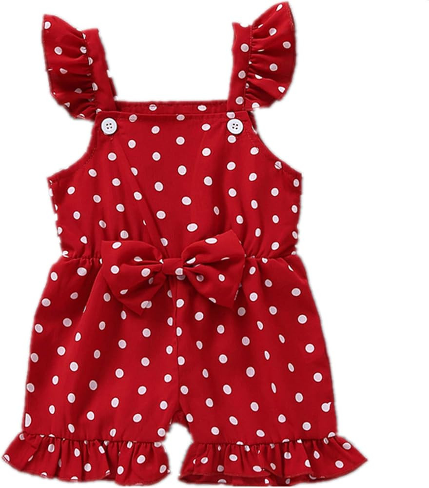 Toddler Baby Girl Strap Romper Kids Ruffle Floral Leopard Sleeveless Jumpsuit Shorts Overalls Sum... | Amazon (US)