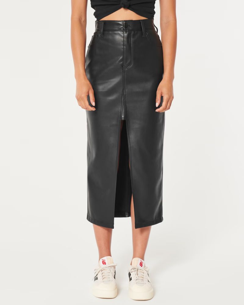 Ultra High-Rise Vegan Leather Maxi Skirt | Hollister (UK)