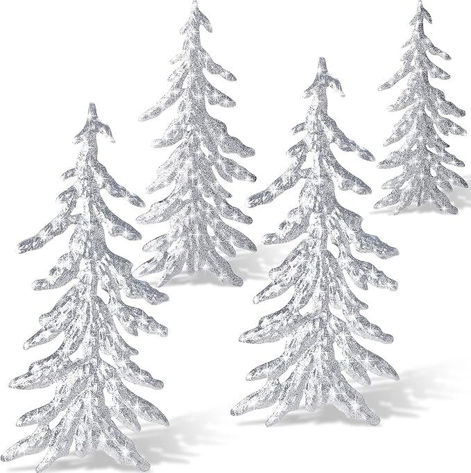 4 Pieces Christmas Pine Sculpture Metal Tree Christmas Metal Pine Tree Metal Wall Art Decor for H... | Amazon (US)