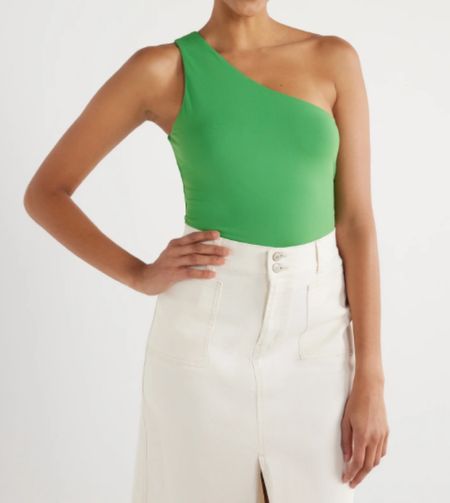 One shoulder tank top at Walmart! Slim fitting and comes in several color options 