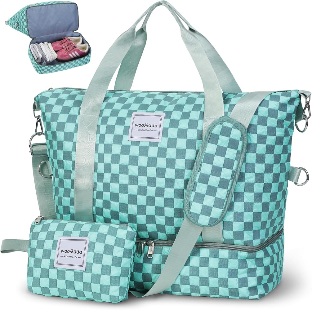 WOOMADA Weekender Bag for Women, Travel Duffel Bags with Shoe Compartment & Wet Pocket, Personal ... | Amazon (US)
