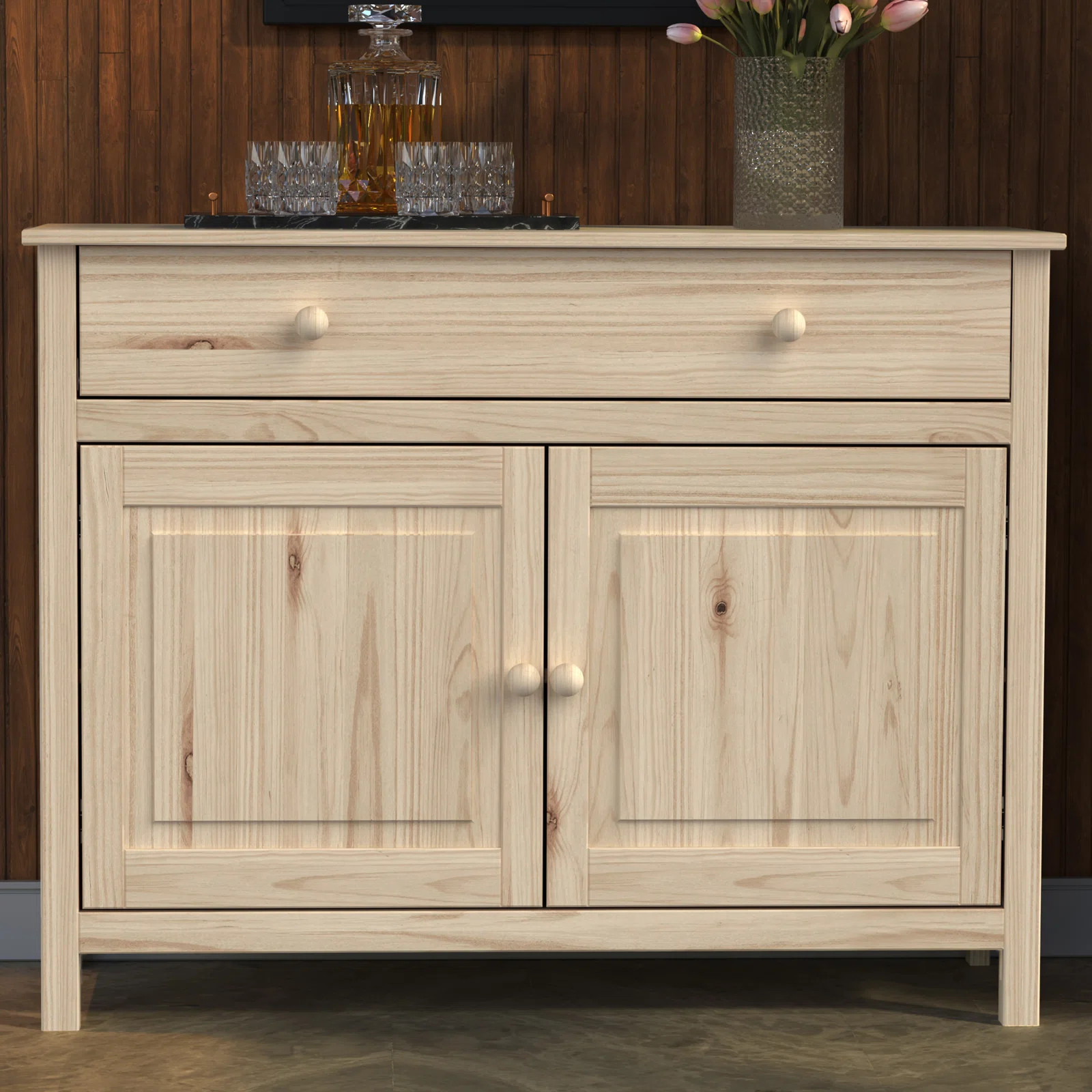 Pine Wood Sideboard & Buffet: 43.89" Wide with 2 Doors and 1 Drawer - Enhance Your Space | Wayfair North America