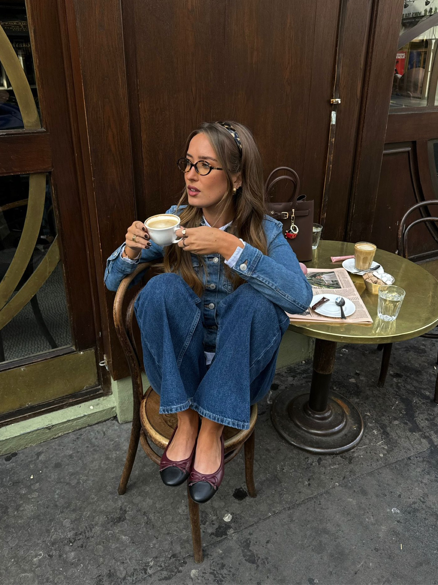 New Look, Jeans on Jeans, Denim on Denim, Denim Jacket, Jacket, Ballet Flats, Tortoise Tiara, Miu Miu Glasses, Double Denim, Casual Outfit, Fall, Autumn 

#LTKeurope #LTKstyletip #LTKautumn