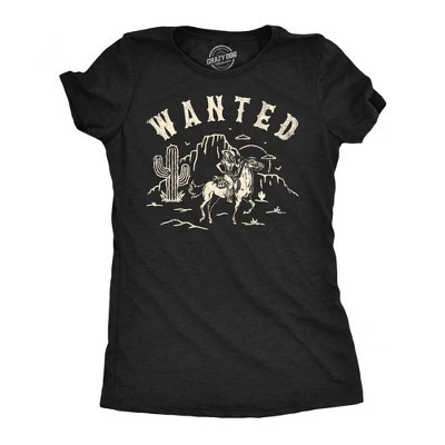 Womens Wanted Retro Cowgirl Funny T Shirt Sarcastic Graphic Tee for Ladies - Crazy Dog Women's T Shirt For Retro Fans Black S | Target
