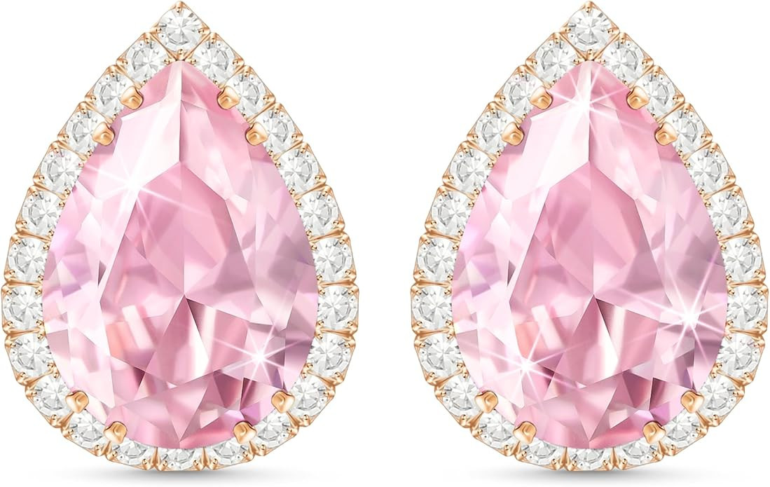 Linawe Women Stud Earrings, Teardrop Diamond Moissanite Cubic Zirconia Earrings Studs Rhinestone ... | Amazon (US)