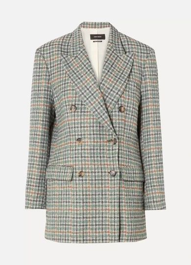 Isabel Marant - Telis Oversized Checked Tweed Blazer - Green | NET-A-PORTER (US)