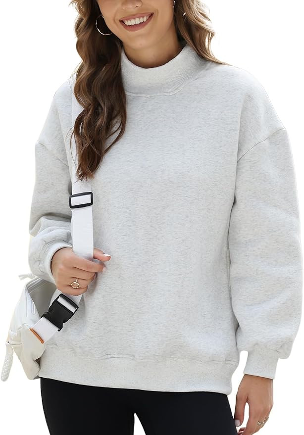 Wyeysyt Women's Mock Neck Sweatshirt Oversized Fall Outfits Fleece Lined Turtleneck Pullover Long... | Amazon (US)