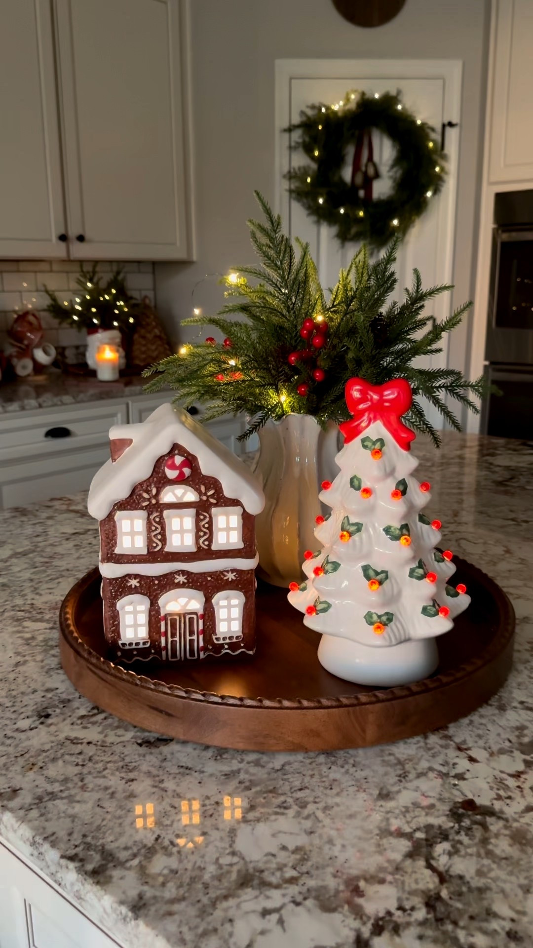 Christmas kitchen details ✨ I styled this tray with a glowing gingerbread house, a vintage ceramic tree, and a touch of greenery + berries for that warm, nostalgic feel. 

Would you pick the tree or the house as your favorite? Let me know if you want the details! 👇 

Target Christmas finds
Christmas kitchen 
Cozy Christmas home 
Christmas home decor 
Nostalgic Christmas home 
Vintage Christmas tree 

#LTKHome #LTKSeasonal #LTKHoliday