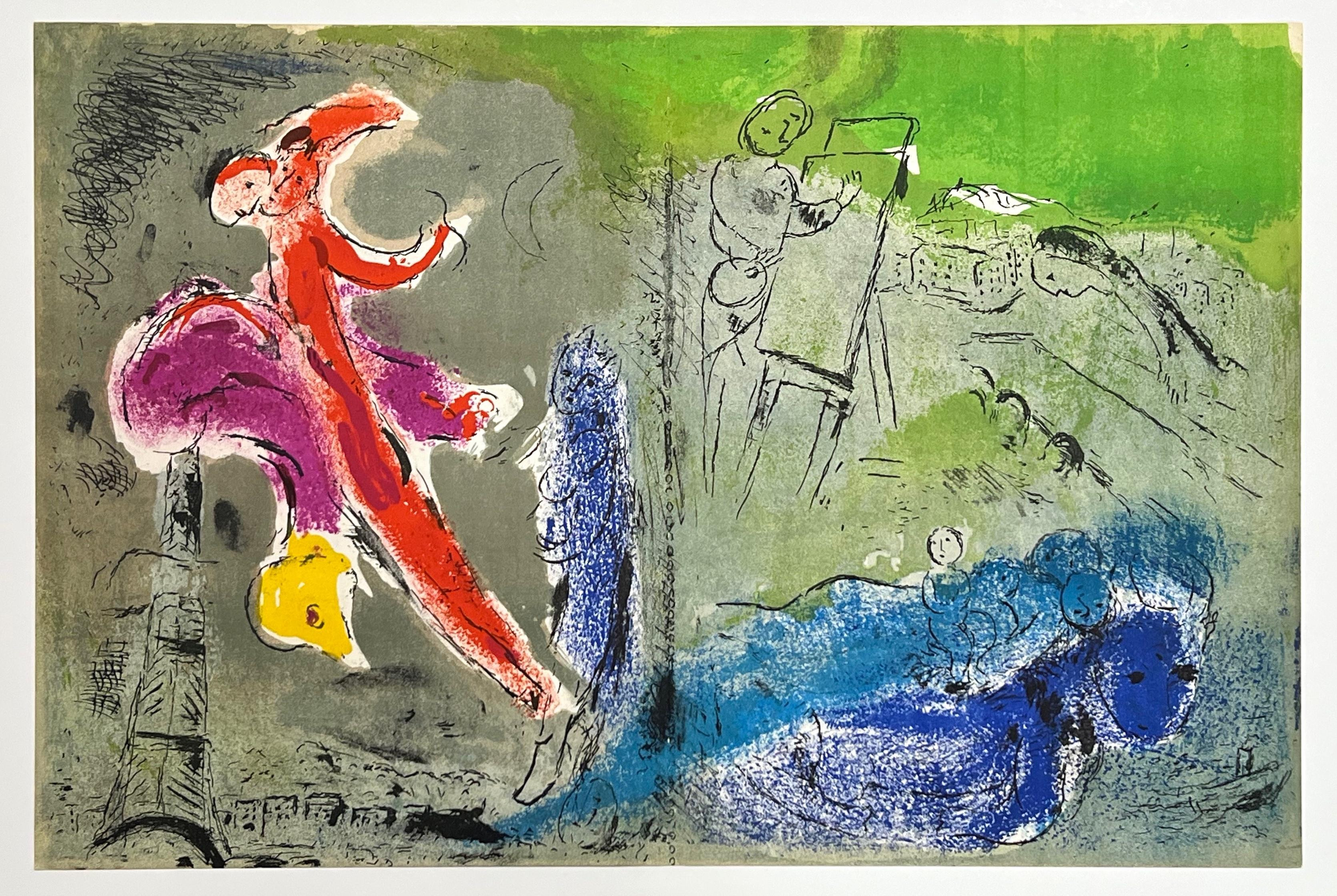 Marc Chagall"Vision of Paris" original lithograph1952 | 1stDibs