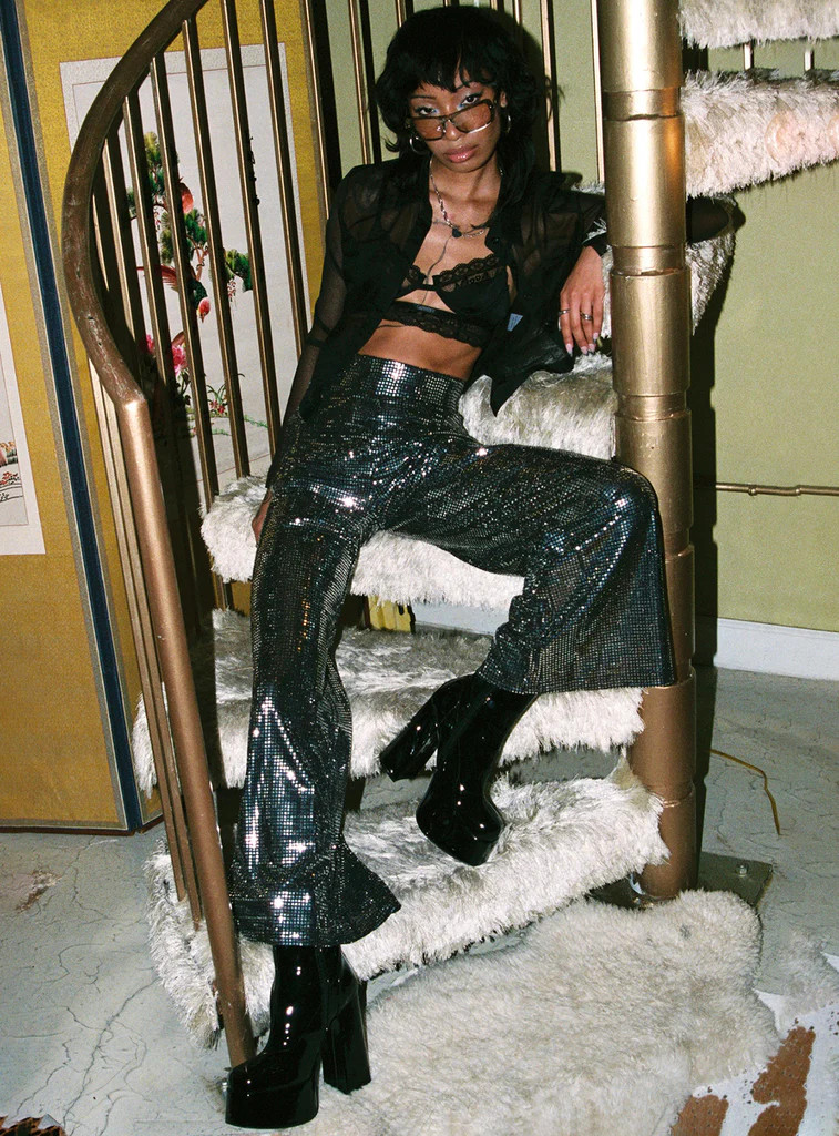 Nemara Pants Black/Silver | Princess Polly US