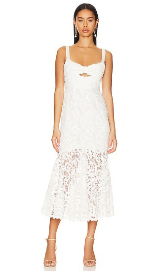 Lesli Midi Dress in White | Revolve Clothing (Global)