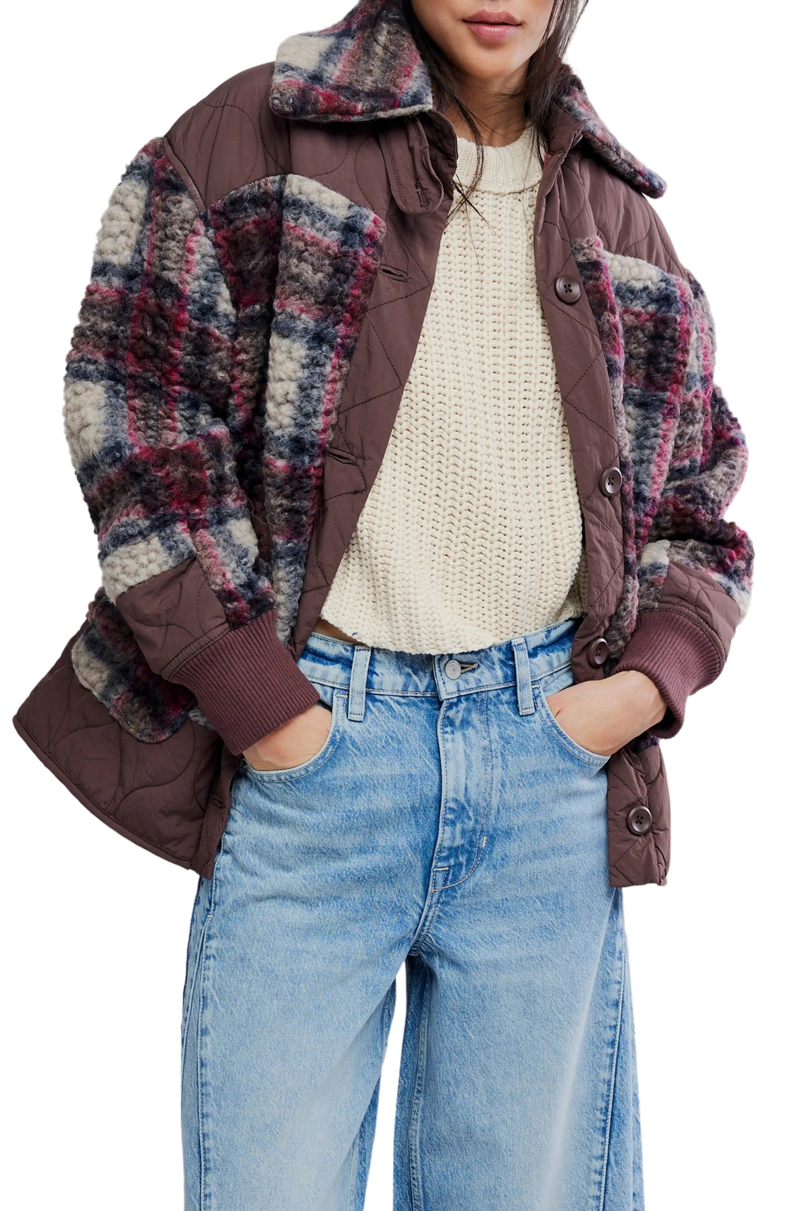 Free People Sana Quilted Plaid Fleece Bomber Jacket (Women) | Nordstromrack | Nordstrom Rack