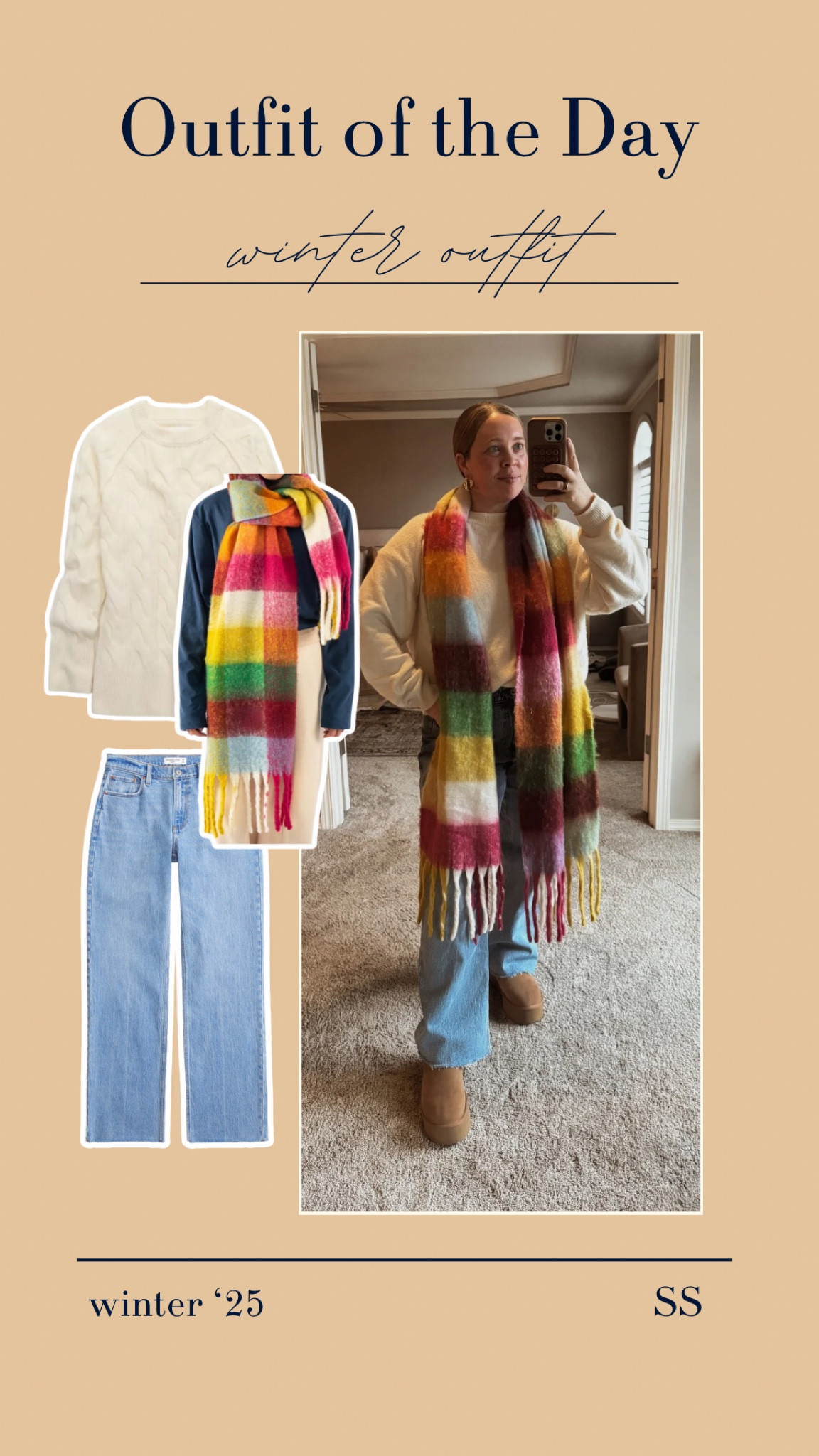 The perfect winter outfit! I love this scarf from Amazon and the aerie sweater and Abercrombie jeans are so comfy! 

#LTKMidsize #LTKFindsUnder100 #LTKFindsUnder50