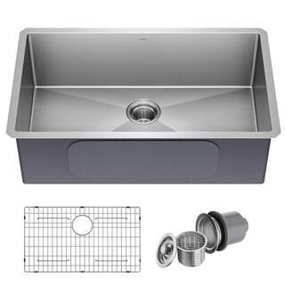 KRAUS Standart PRO 32in. 16 Gauge Undermount Single Bowl Stainless Steel Kitchen Sink KHU100-32 -... | The Home Depot