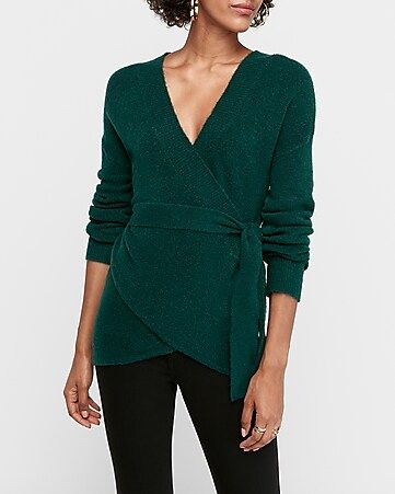 wrap front sash tie tunic sweater | Express
