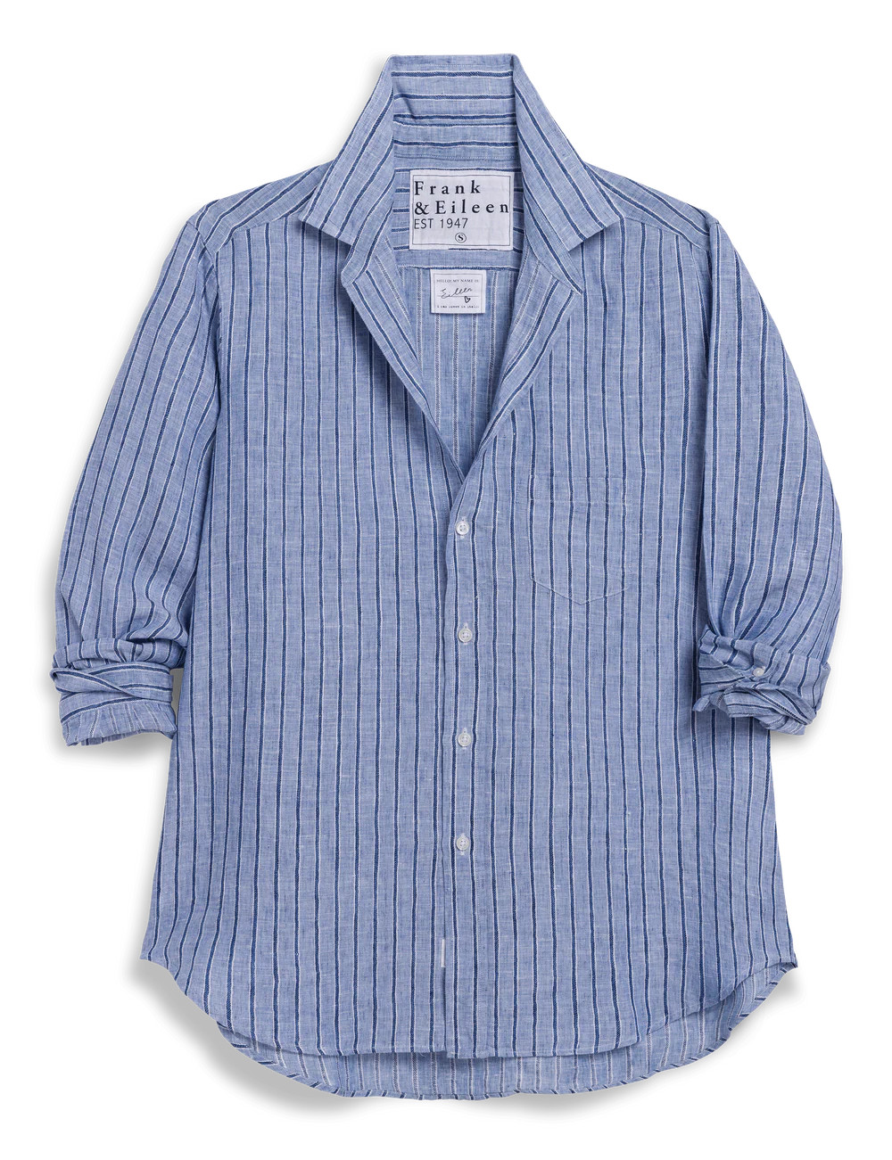 EILEEN Blue and Navy Stripe, Italian Classic Linen | Frank & Eileen