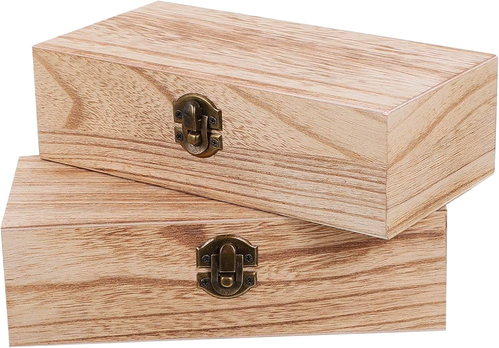 Cabilock Vintage Jewelry Box 2pcs Wooden Boxes with Hinged Lid Unfinished Wood Treasure Chest Woo... | Amazon (US)