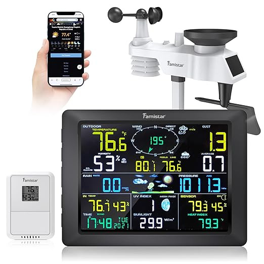 Famistar (14-in-1) WiFi Weather Station with Auto Alarm Function Internet Wireless Home Weather S... | Amazon (US)