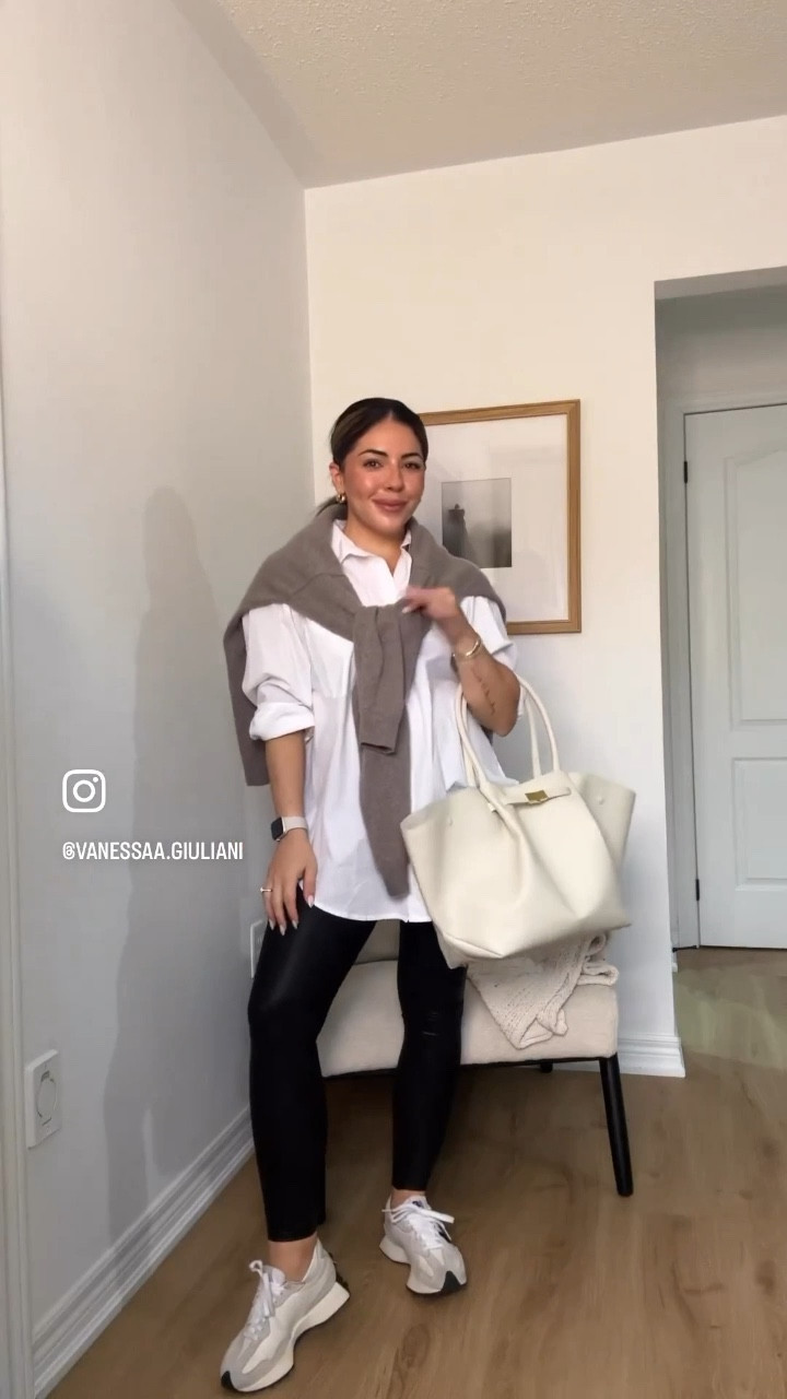 Sizing notes:
Shirt- small 
Cashmere sweater- small (it’s long! Be warned!!) 
Leggings- S petite CODE: GIULIANIXSPANX 
