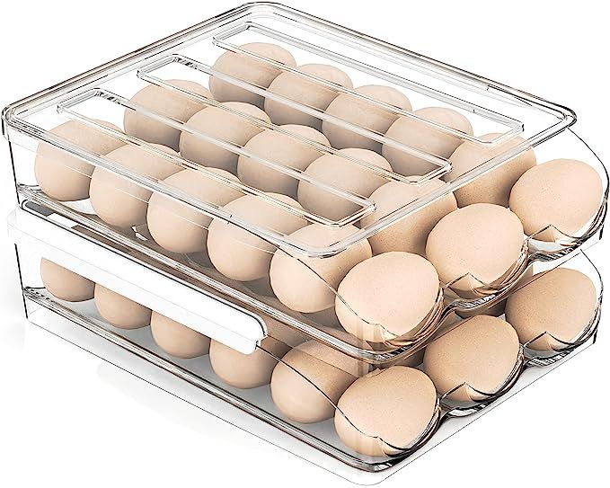 bonusuper Egg Container for Refrigerator, 36 Egg Holder for Refrigerator, Egg Storage Container O... | Amazon (US)