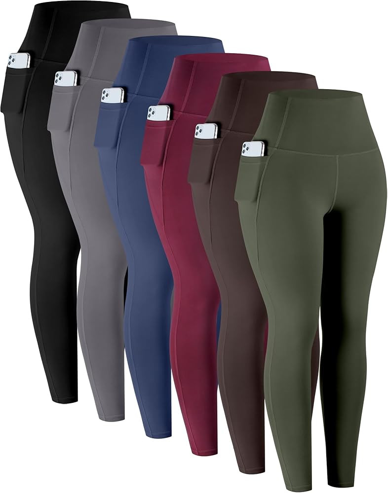 LZYVOO Leggings with Pockets for Women, 6 Packs Soft High Waisted Tummy Control Workout Yoga Pant... | Amazon (US)