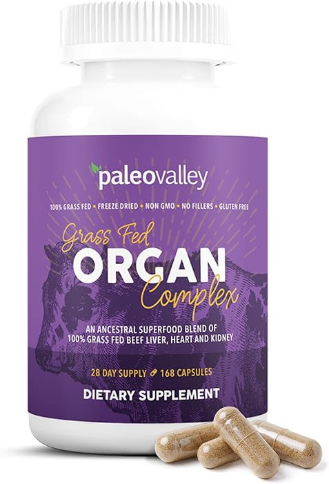 Paleovalley Grass Fed Beef Organ Complex - Freeze-Dried Beef Liver, Heart, and Kidney Blend, 1 Bo... | Amazon (US)