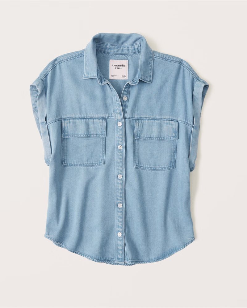 Linen-Blend Utility Shirt | Abercrombie & Fitch (US)