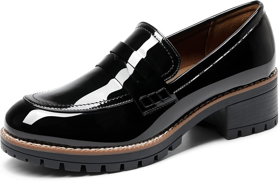 DREAM PAIRS Womens Loafers, Slip On Platform Chunky Penny Heeled Loafers for Women Dressy and Wor... | Amazon (US)