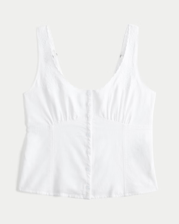 Linen Blend Button-Through Top | Hollister (US)