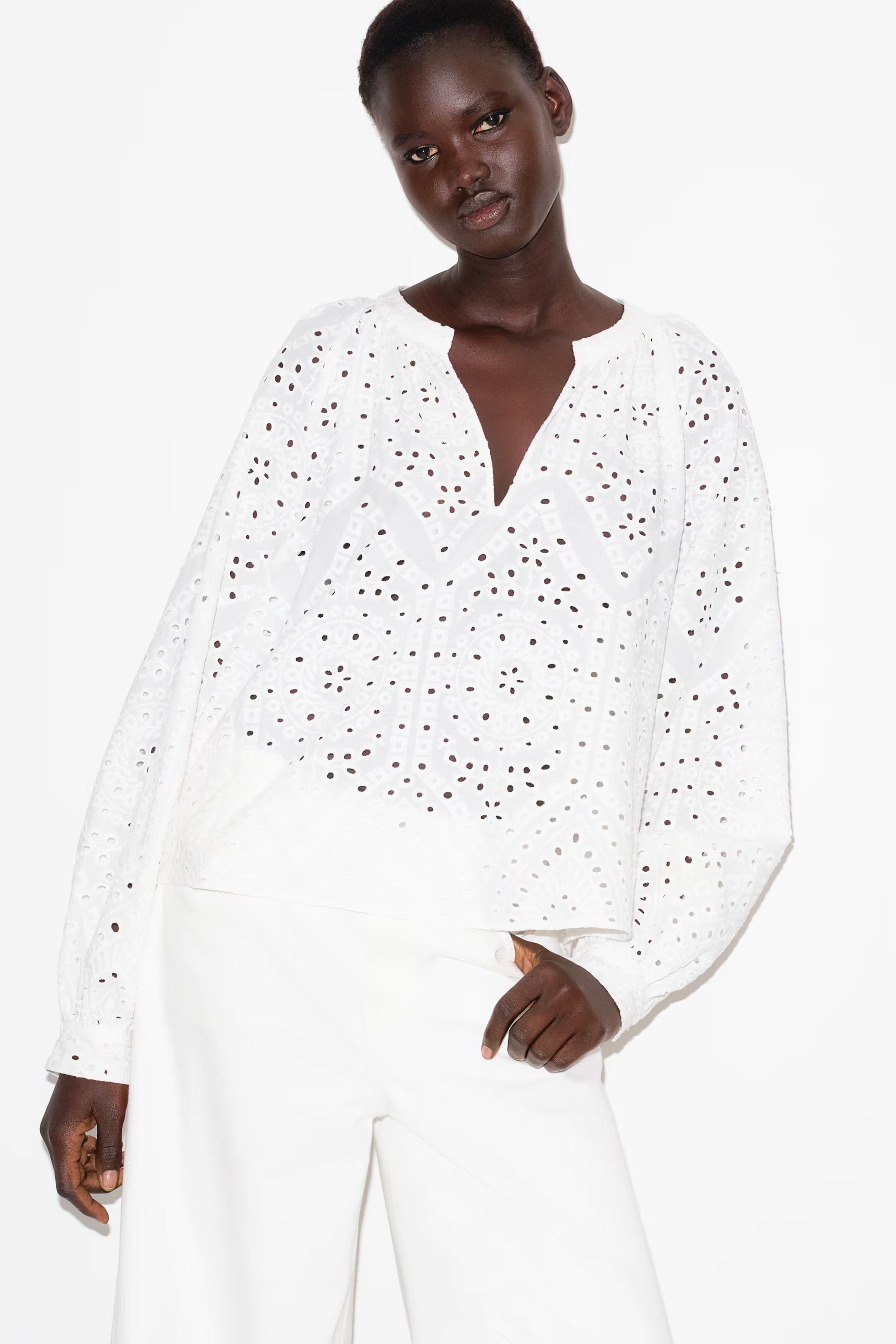 Blouse with Eyelet Embroidery | H&M (US + CA)