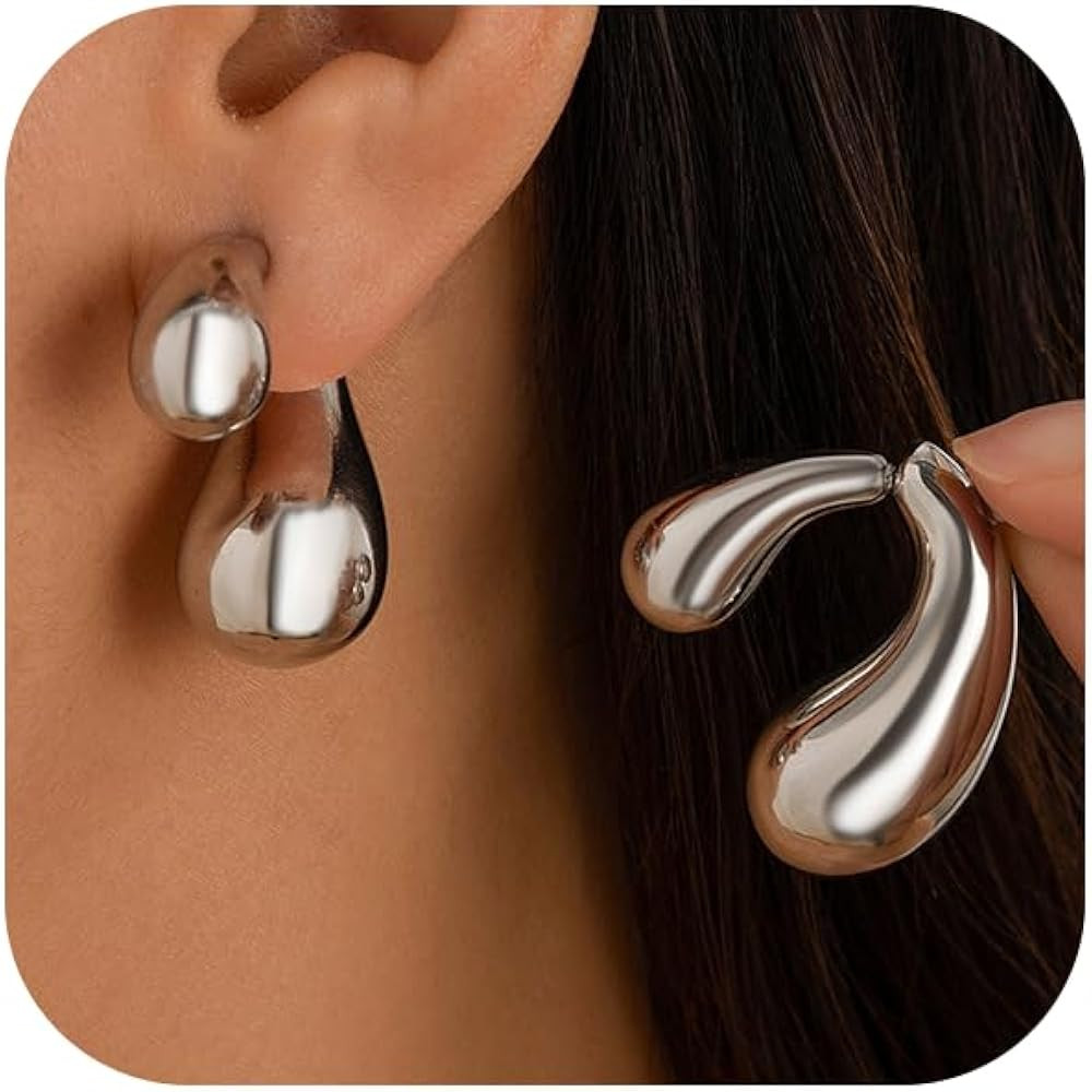 Statement Earrings for Women Gold Irregular Geometric Earrings Trendy Chunky Gold Earrings Spiral... | Amazon (US)