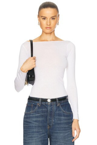 Aya Muse Boatneck Long Sleeve Tee in White | FWRD 