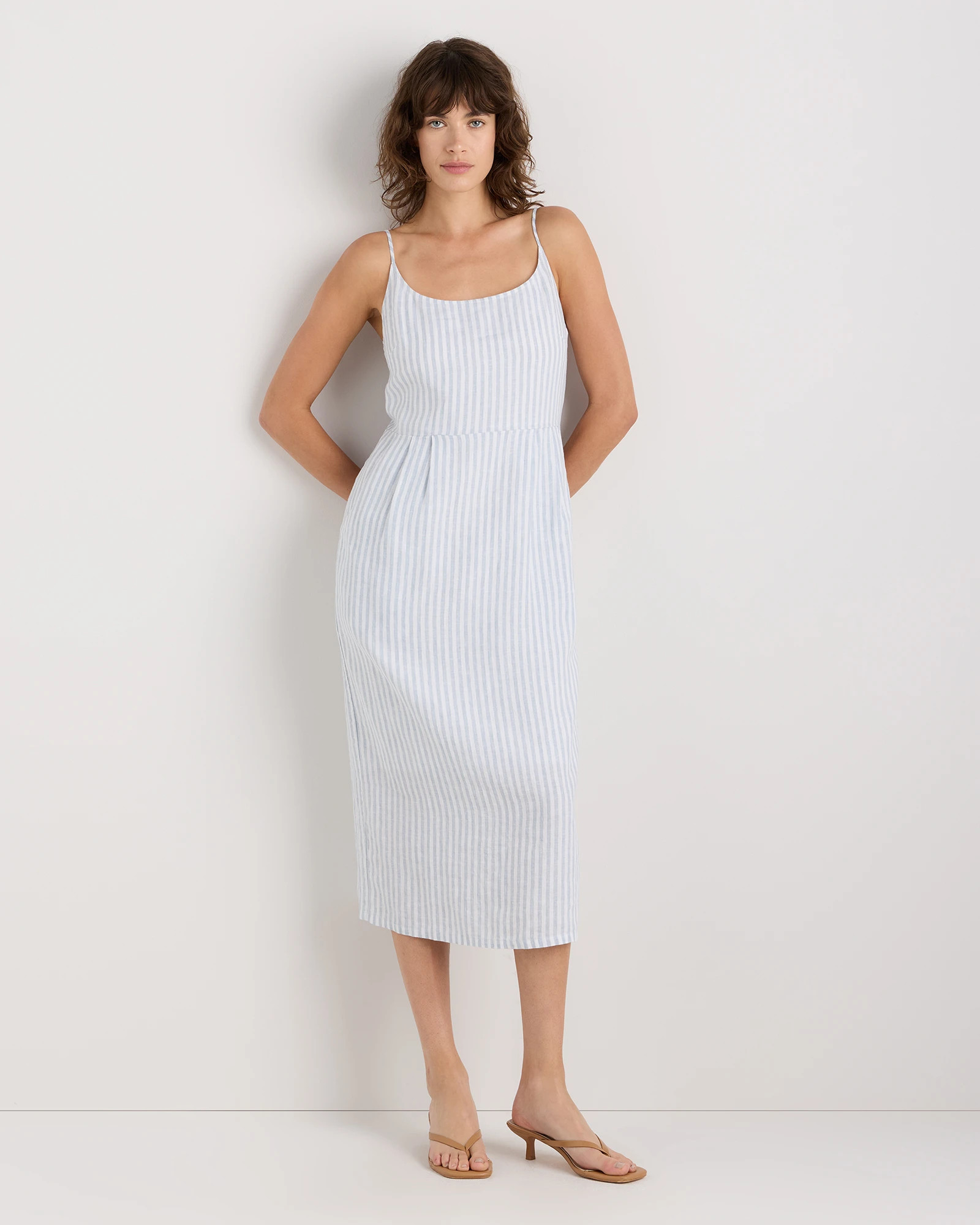 100% European Linen Scoop Neck Midi Dress | Quince