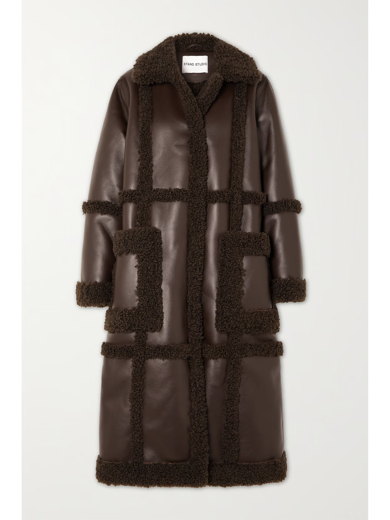 Stand Studio - Patrice Paneled Faux Shearling Coat - Brown | NET-A-PORTER (US)