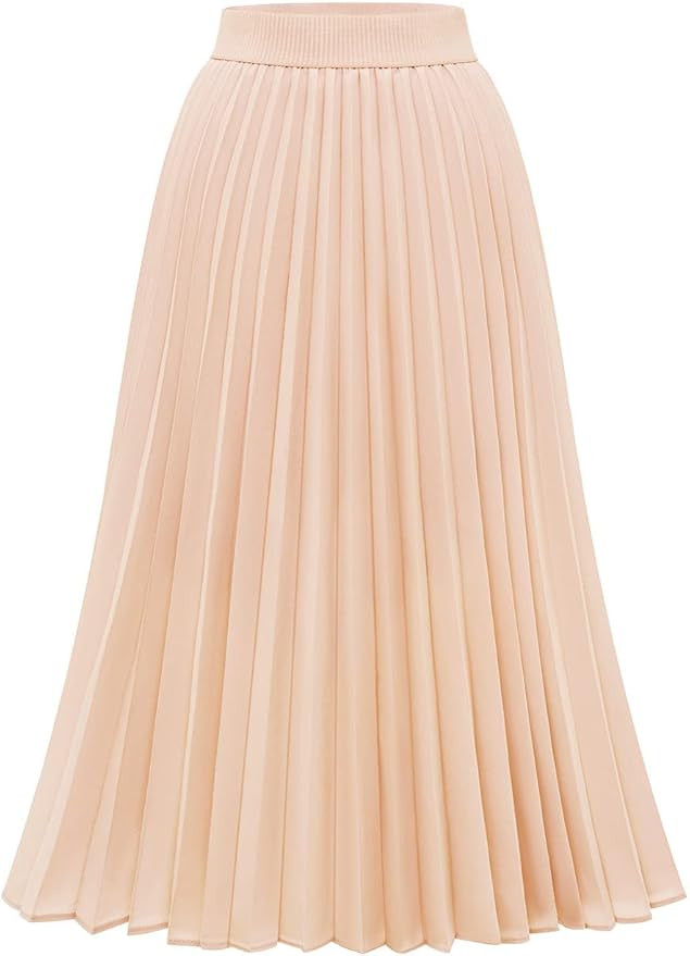 DRESSTELLS Winter Pleated Midi Skirts for Women Midi Length Winter High Waist Skirt with Lining | Amazon (US)