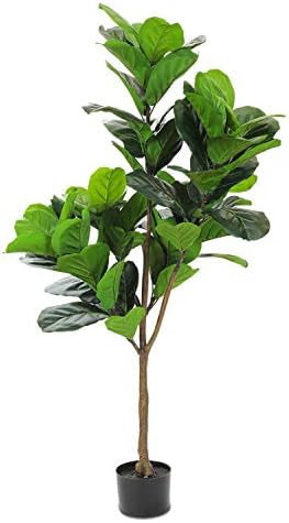 Realead 4.3ft Artificial Plant Fiddle Leaf Fig Tree Fake Tree in Pot Natural Faux Tree with 66 Le... | Amazon (US)