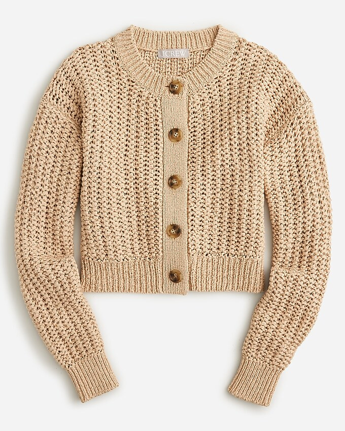 Cropped cardigan sweater in textured pointelle | J. Crew US
