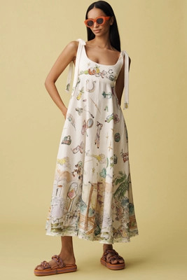 ALÉMAIS Anouk Colantoni Ballet Tie-Strap Midi Dress | Anthropologie (US)