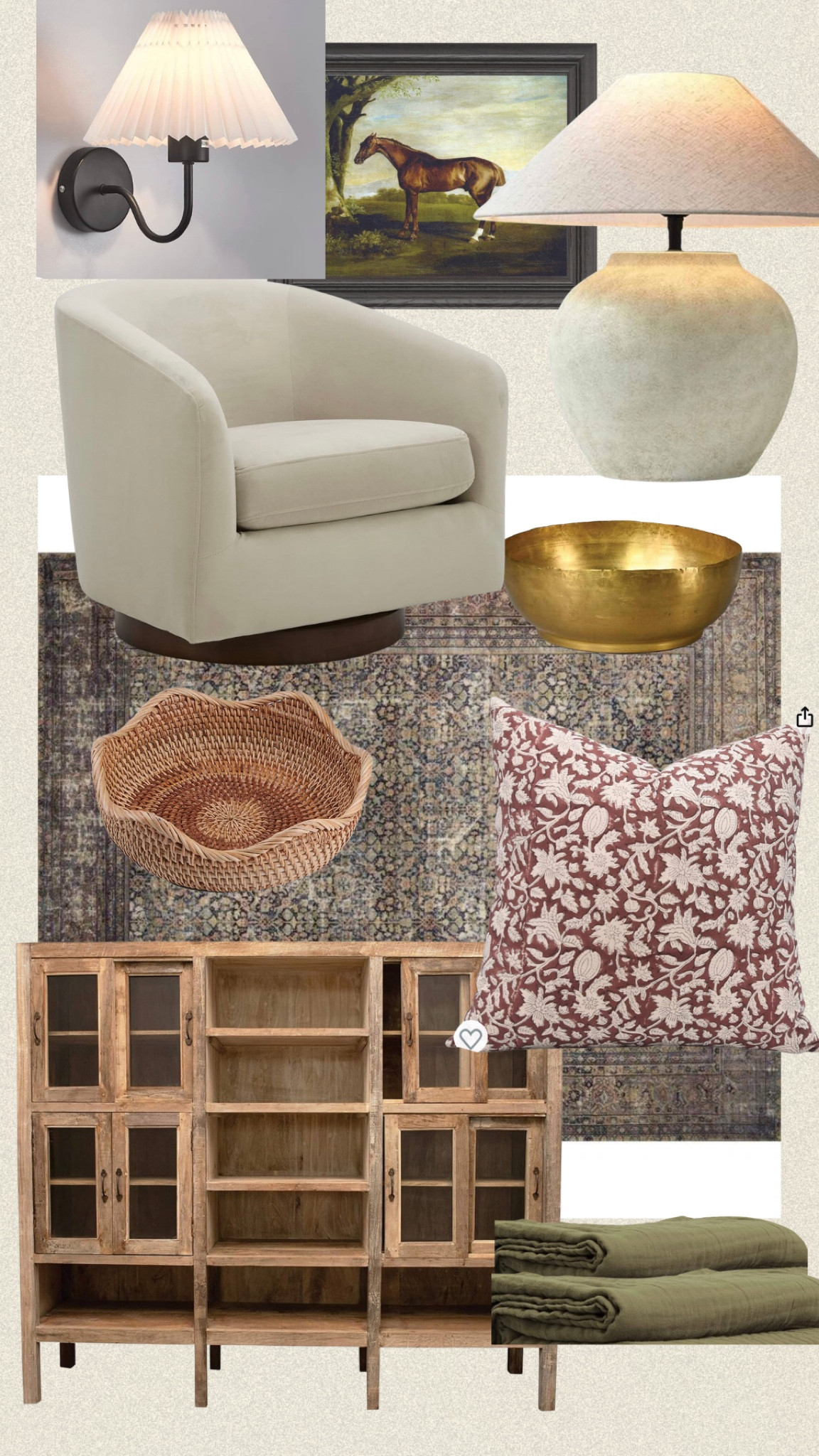 Vintage modern, organic modern, pot lamp, block print pillow, amber Lewis loloi rug, neutral accent chair vintage brass.

#LTKhome