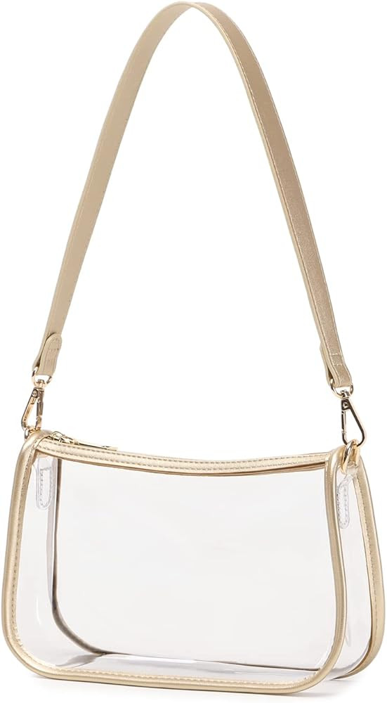 Clear Tote Bag Stadium Approved Clear Purse PVC Handbag Retro Classic Transparent Bag for Concert | Amazon (US)