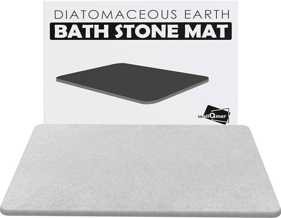 WALL QMER Bath Stone Mat, 23.5" x 15.5" Fast Drying Absorbent Natural Diatomaceous Earth Mat, Ant... | Amazon (US)