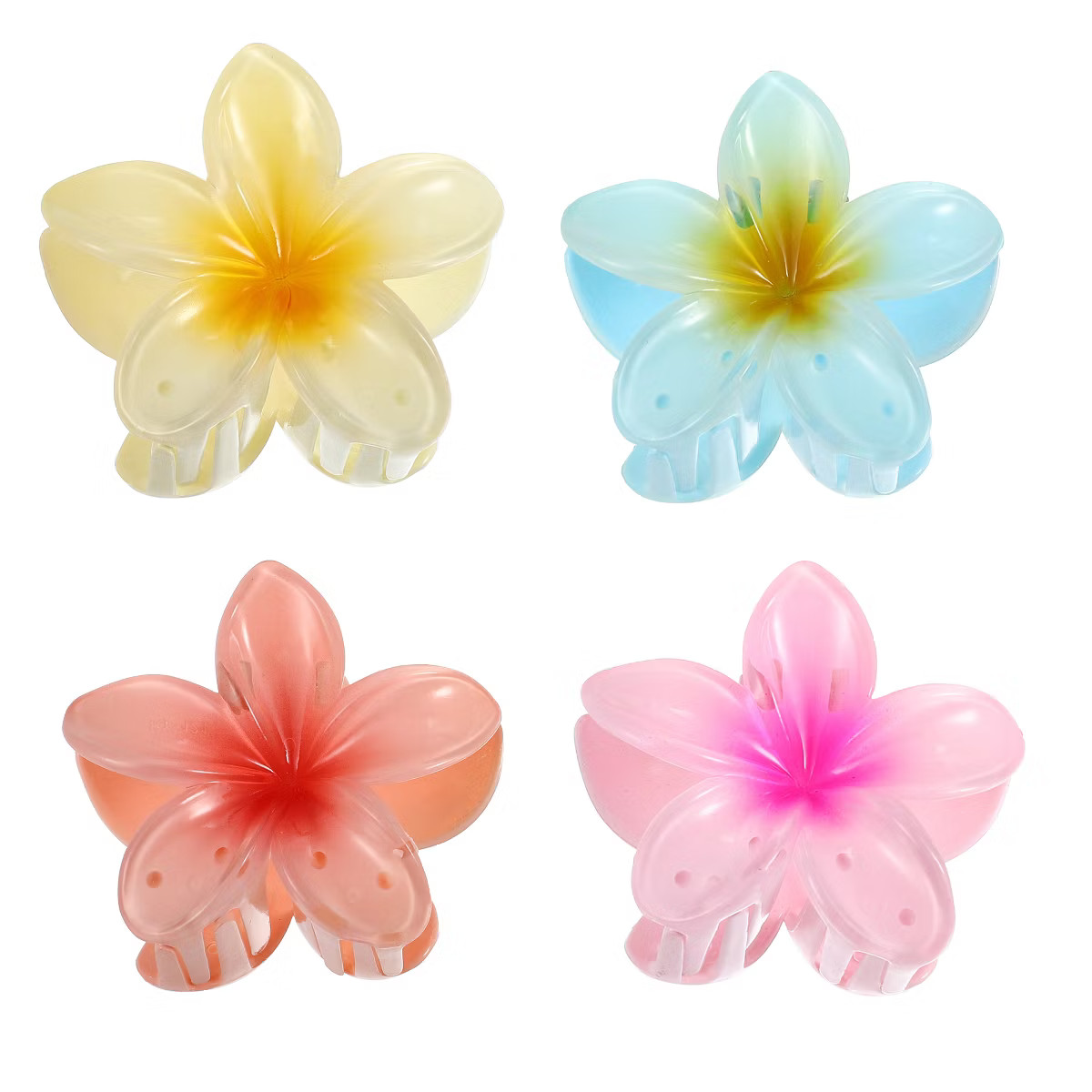 Unique Bargains Girls Claw Hair Clips Flower Shape Hair Accessories Pink Purple Blue Yellow 4 Pcs | Target