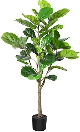 Amazon.com: Fopamtri Artificial Fiddle Leaf Fig Tree 4.3 Feet Feaux Ficus Lyrata Plant with 44 Le... | Amazon (US)