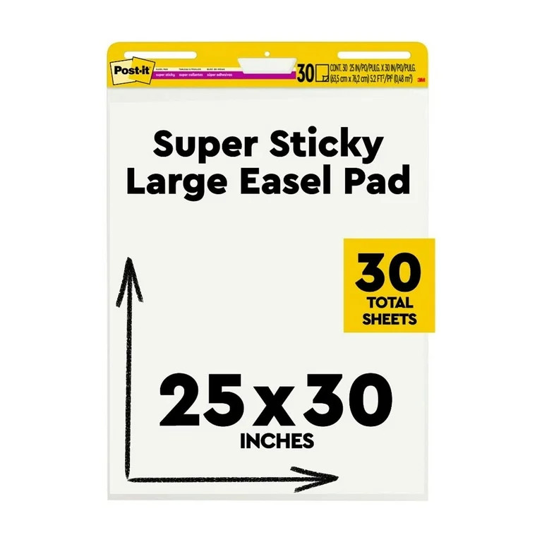 Post-it Super Sticky Easel Pad, White, 25 in. x 30 in., 1 Pad | Walmart (US)
