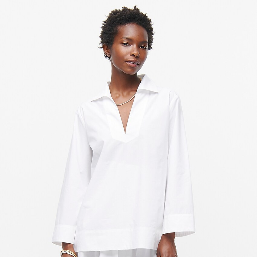 Collared cotton poplin popover | J. Crew US