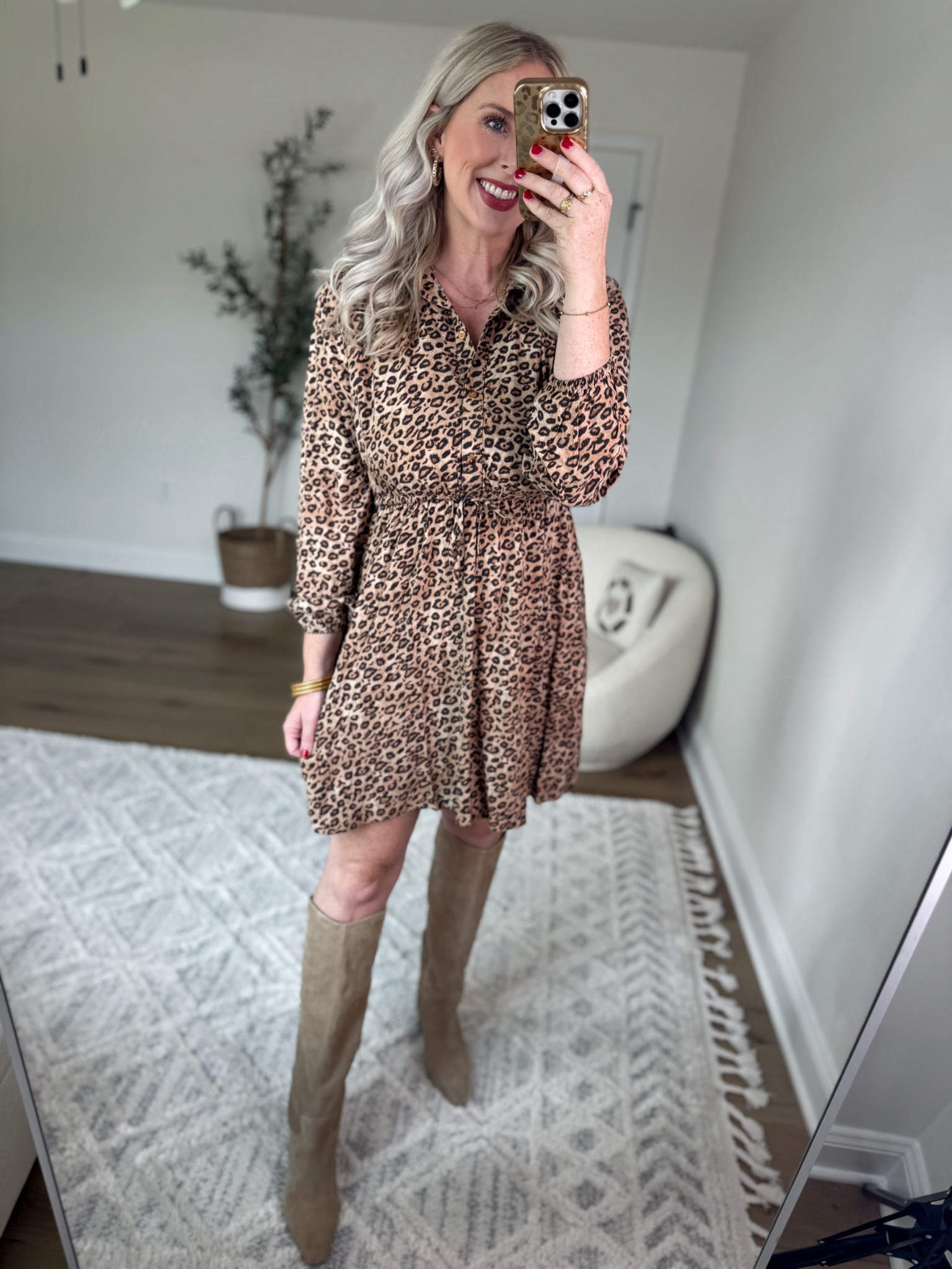 Daily try on, Walmart outfit, Walmart fashion, Walmart try on, time and tru, leopard dress, tall boots 

Medium 

#LTKFindsUnder50 #LTKBacktoSchool #LTKxNSale