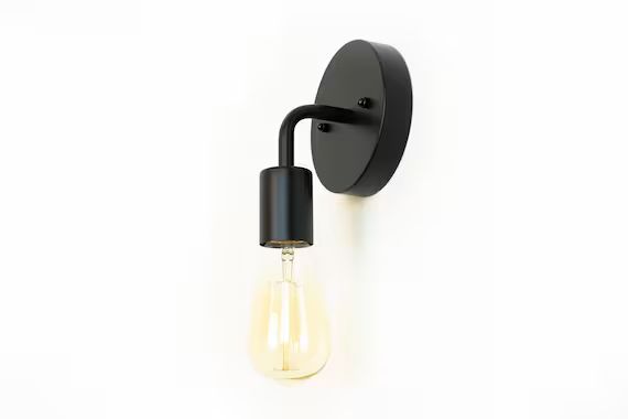 Black Industrial Wall Sconce - Wall Lamp - Plug in Sconce - Vanity Light - Bathroom Lights | Etsy (US)