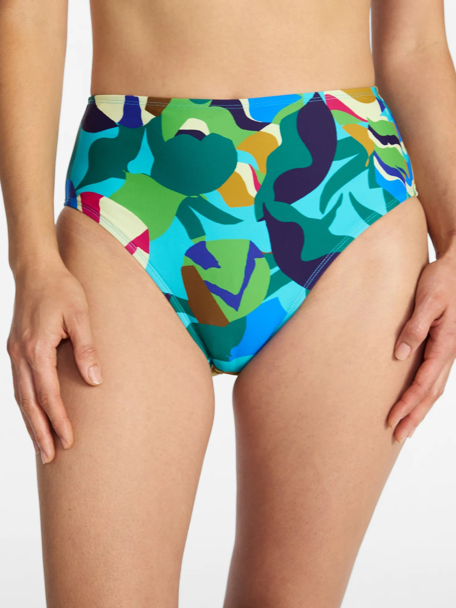 Time and Tru Women's and Women's Plus High Waisted Abstract Print Bikini Bottoms, Sizes XS-3X, Fa... | Walmart (US)